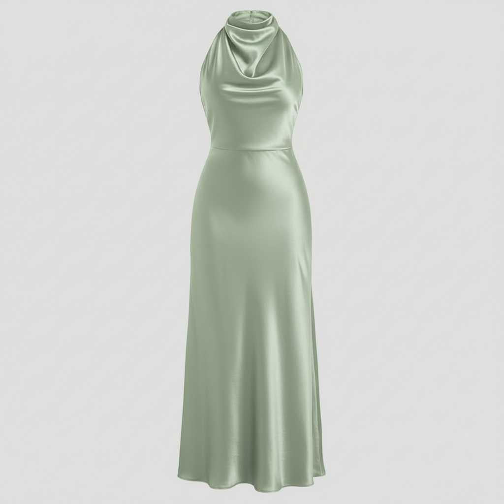Vestido Halter Midi Elegante para Mujer | Vestido de Noche