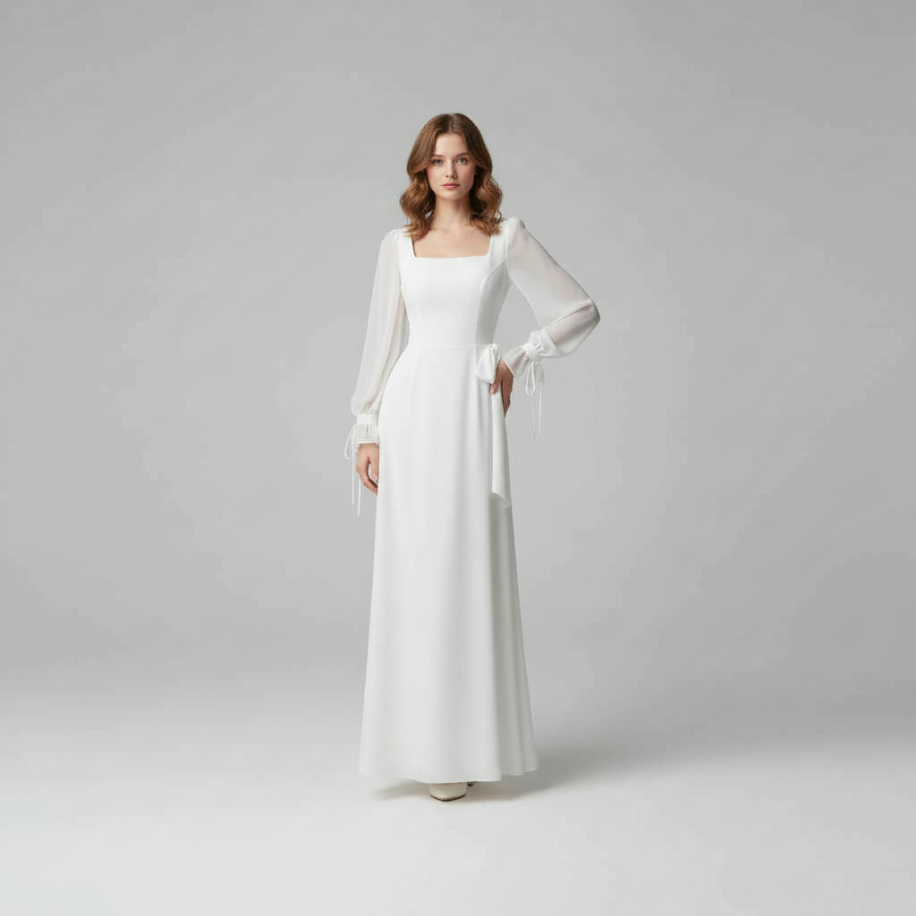 Vestido Largo Elegante Mujer Manga Larga | Maxi Dress