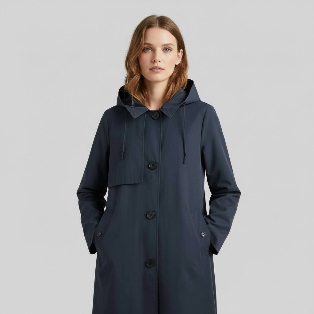 Gabardina Negra Mujer | Trench Larga Elegante para Invierno