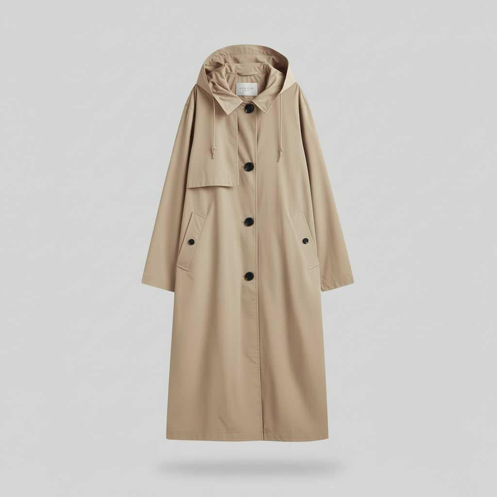 Gabardina Negra Mujer | Trench Larga Elegante para Invierno