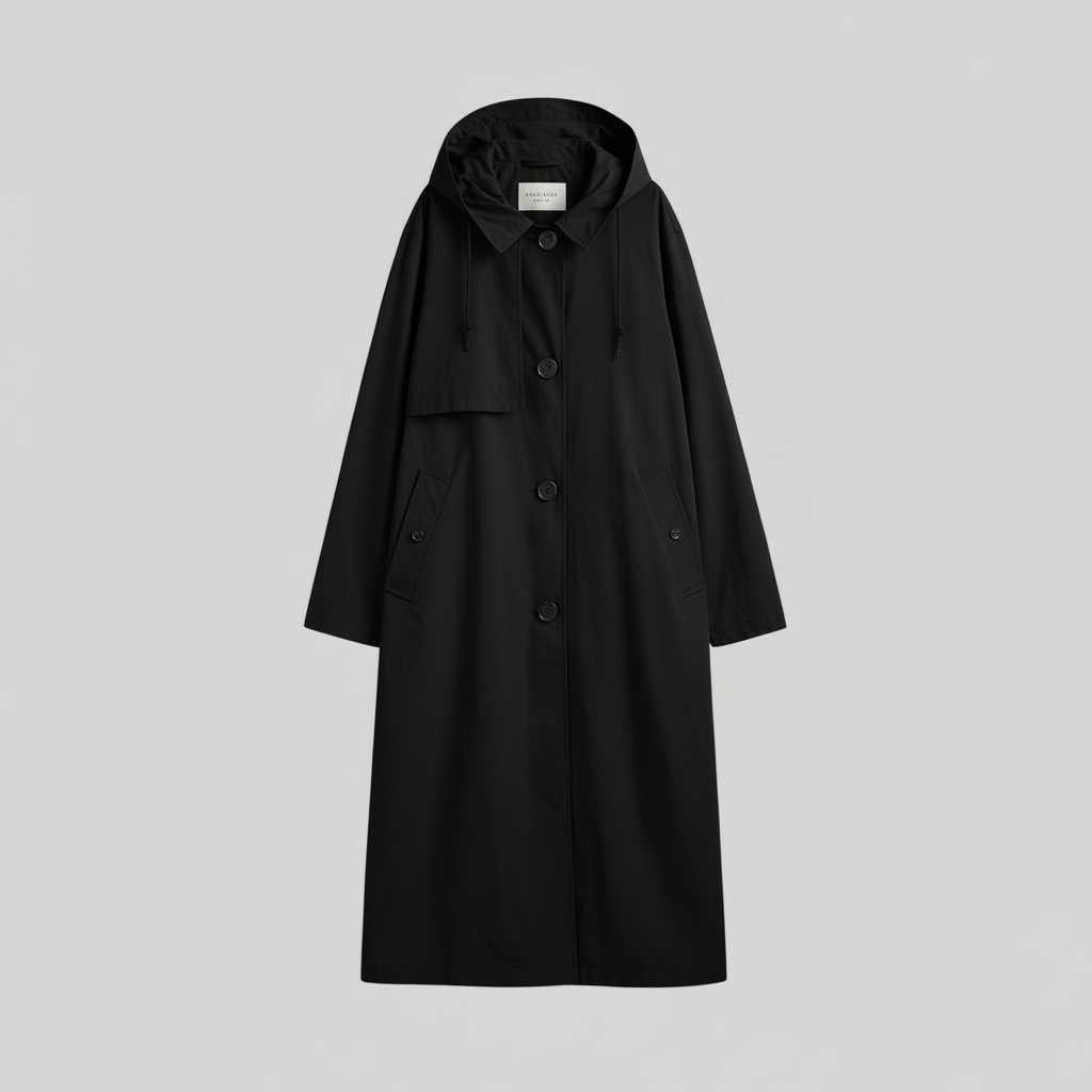 Gabardina Negra Mujer | Trench Larga Elegante para Invierno
