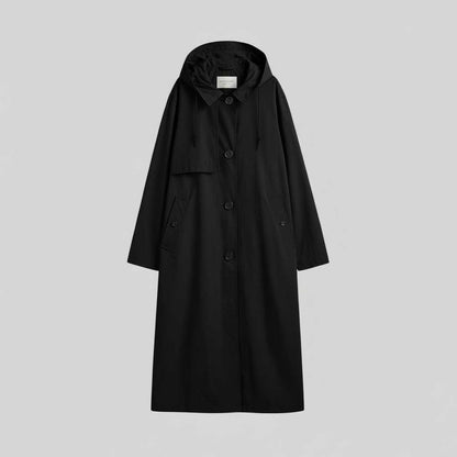 Gabardina Negra Mujer | Trench Larga Elegante para Invierno