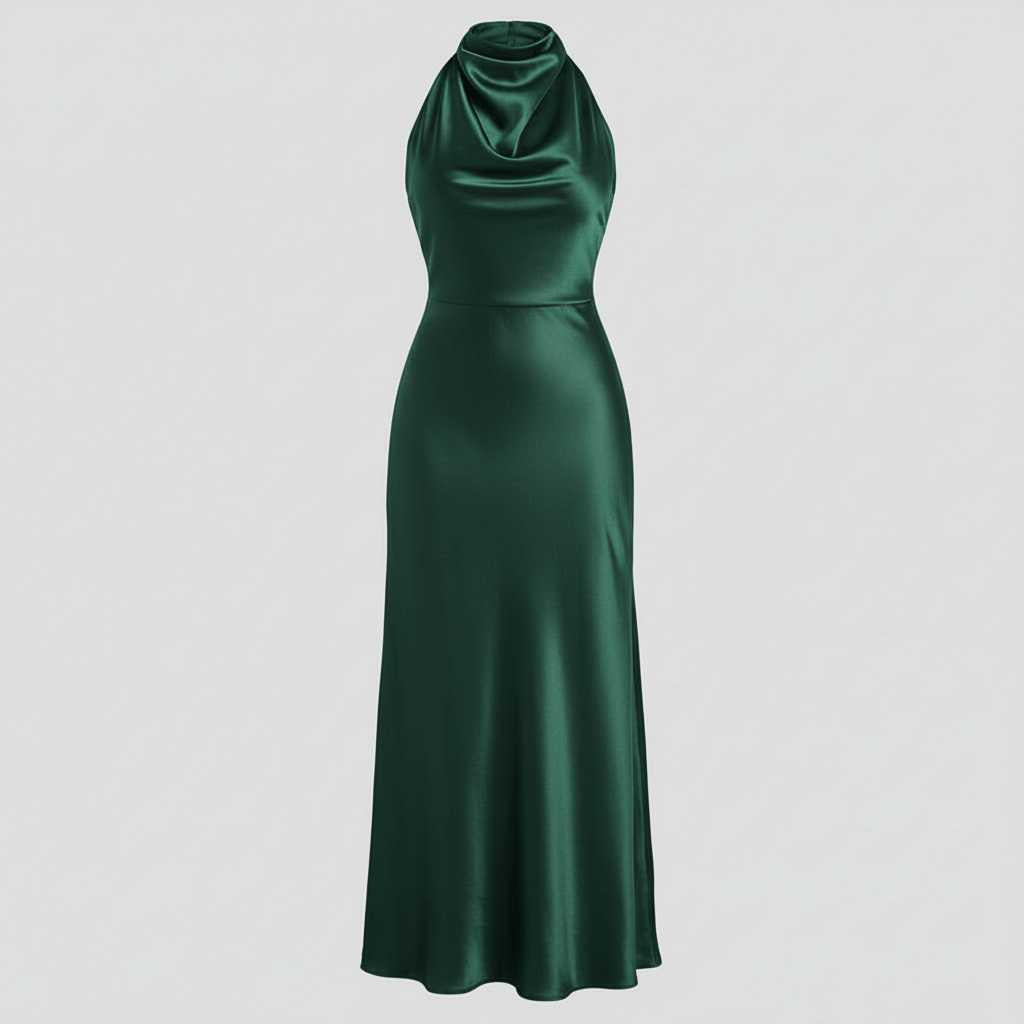Vestido Halter Midi Elegante para Mujer | Vestido de Noche