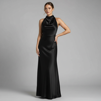 Vestido Halter Midi Elegante para Mujer | Vestido de Noche