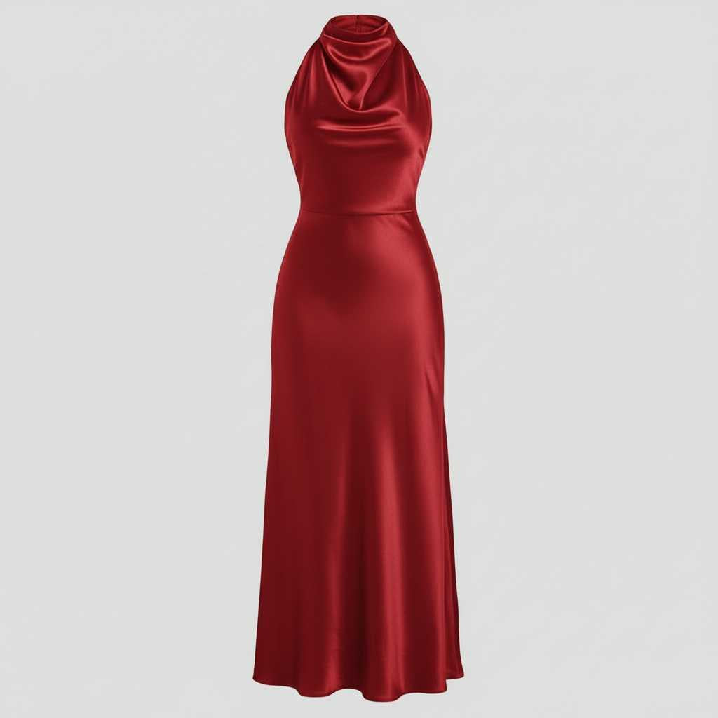 Vestido Halter Midi Elegante para Mujer | Vestido de Noche