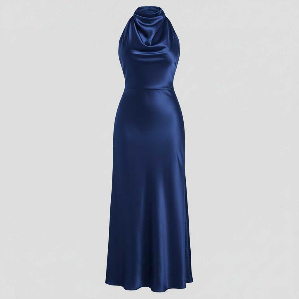 Vestido Halter Midi Elegante para Mujer | Vestido de Noche