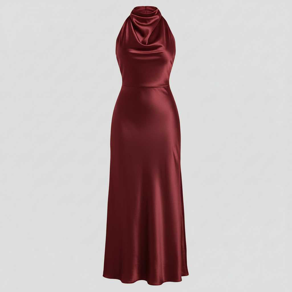 Vestido Halter Midi Elegante para Mujer | Vestido de Noche
