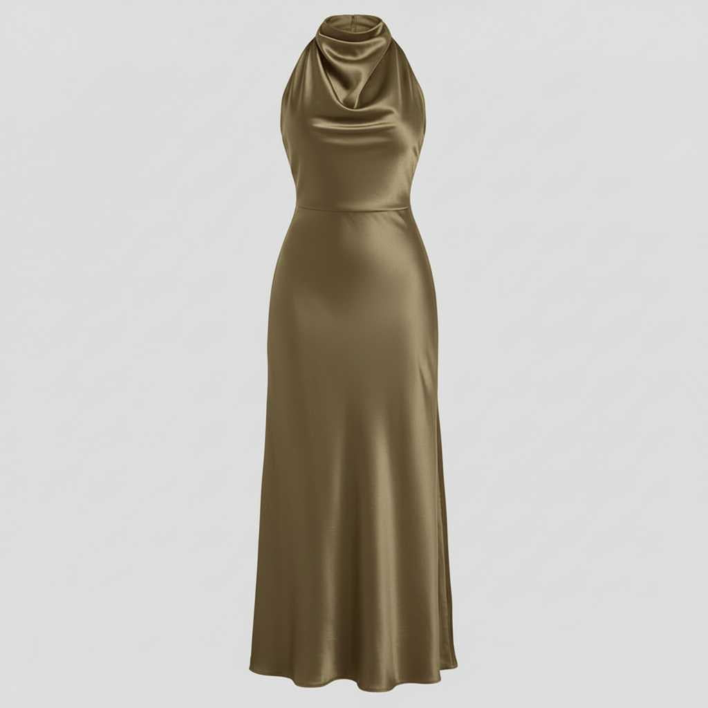 Vestido Halter Midi Elegante para Mujer | Vestido de Noche