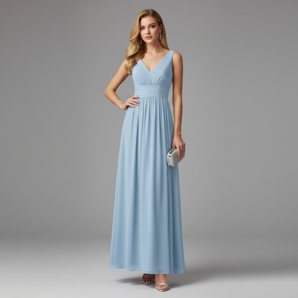 Vestido Maxi Sin Mangas Cuello en V | Moda Femenina