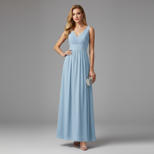 Vestido Maxi Sin Mangas Cuello en V | Moda Femenina