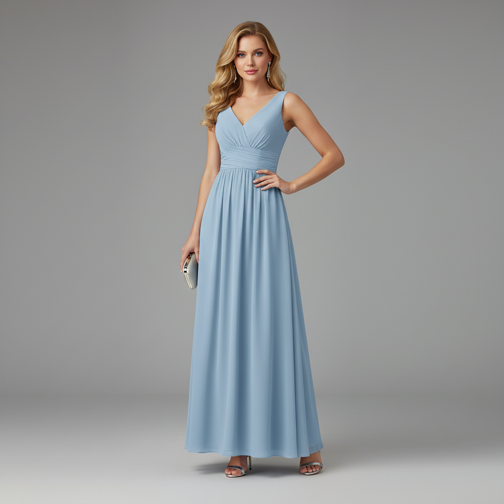Vestido Maxi Sin Mangas Cuello en V | Moda Femenina